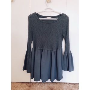 Navy blue top with flare sleeves
